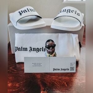 Palm angels white/Navy pool slides